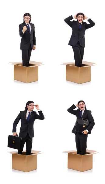 Man in thinking out of the box concept — Stock Photo, Image