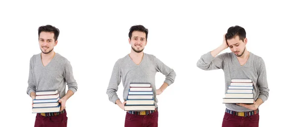 Jonge student geïsoleerd op de witte achtergrond — Stockfoto