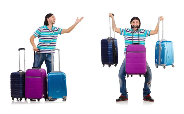 Ταξιδιωτικές διακοπές έννοια με αποσκευές σε λευκό — Φωτογραφία Αρχείου