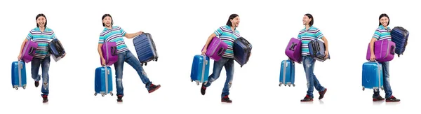 Reisvakantie concept met bagage op wit — Stockfoto