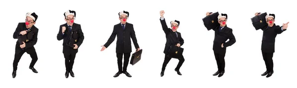 Клоун бізнесмен ізольований на білому — стокове фото