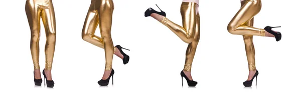 Kvinnliga ben med strumpor på vitt — Stockfoto