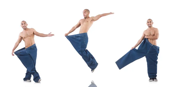Homme au concept de régime avec un jean surdimensionné — Photo