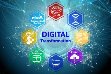 Dijital dönüşüm konsepti - 3d oluşturma