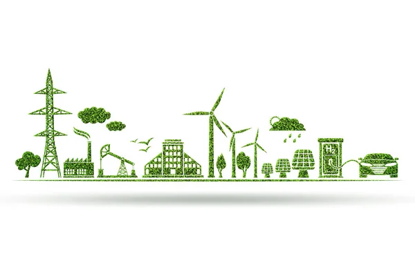 Környezetvédelem és ökológia zöld koncepcióban - 3d illusztráció — Stock Fotó