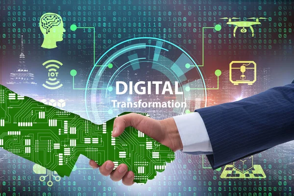 Digital transformation concept with handshake