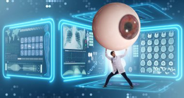 Doktor dev gözü tıbbi konseptte inceliyor.