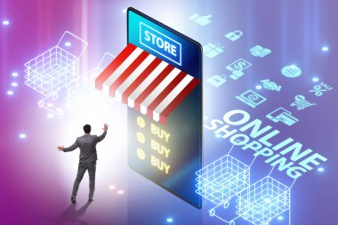 Akıllı telefonlu online alışveriş kavramı