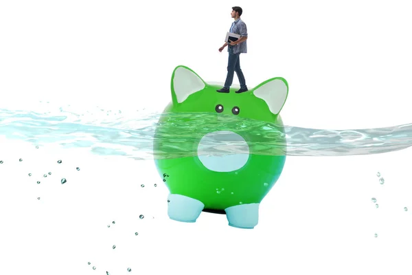 Student debt concept with piggybank and student — Stock Photo, Image