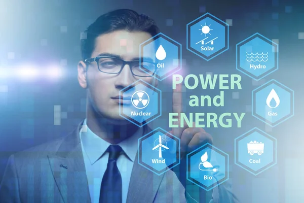 Energy mix concept with businessman — ストック写真