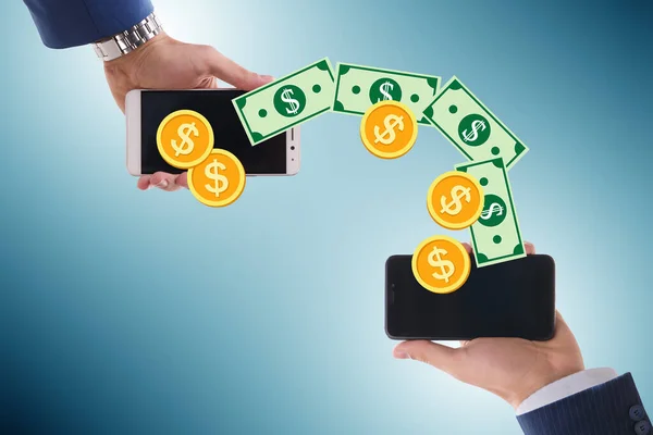 Concepto de transferencias de billetera móvil - renderizado 3d —  Fotos de Stock