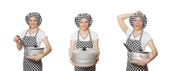 Woman cook isolated on the white background — Stock Photo, Image