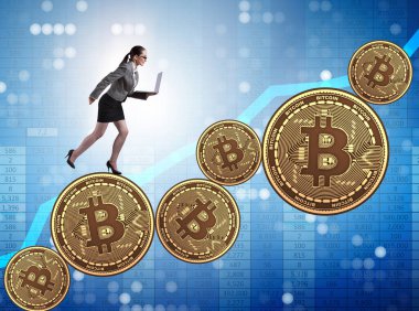 Bitcoin fiyat artışı kavramında iş kadını