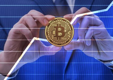 Bitcoin fiyat artışı kavramında iş adamı