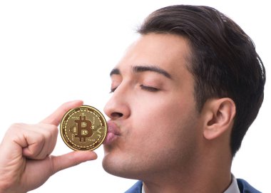 Bitcoin fiyat artışı kavramında iş adamı