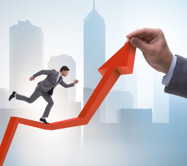 Ekonomideki büyümeyi destekleyen işadamı grafikte