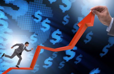 Ekonomideki büyümeyi destekleyen işadamı grafikte