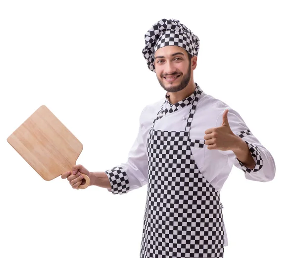 Laki-laki memasak terisolasi pada latar belakang putih — Stok Foto