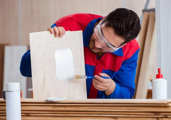 Юн ремонтант столяр, що працює з живописом — стокове фото