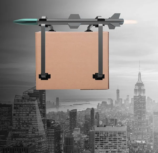 Vários métodos de entrega modernos com foguetes e drone — Fotografia de Stock