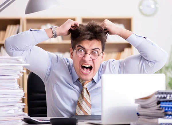 Funny accountant bookkeeper working in the office — Stock Photo, Image