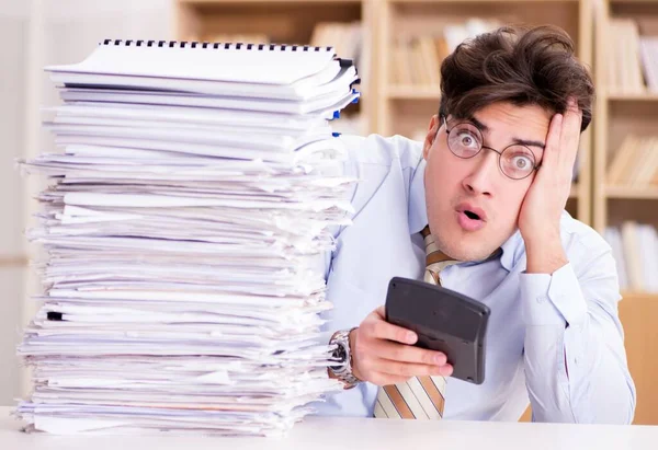 Funny accountant bookkeeper working in the office — Stock Photo, Image