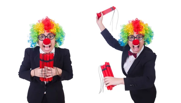 Geschäftsmann Clown isoliert auf Weiß — Stockfoto