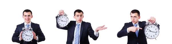Empresario con reloj aislado en blanco — Foto de Stock