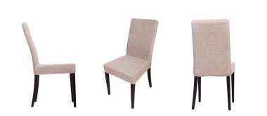 Yemek odası sandalyesi beyaza izole edilmiş.