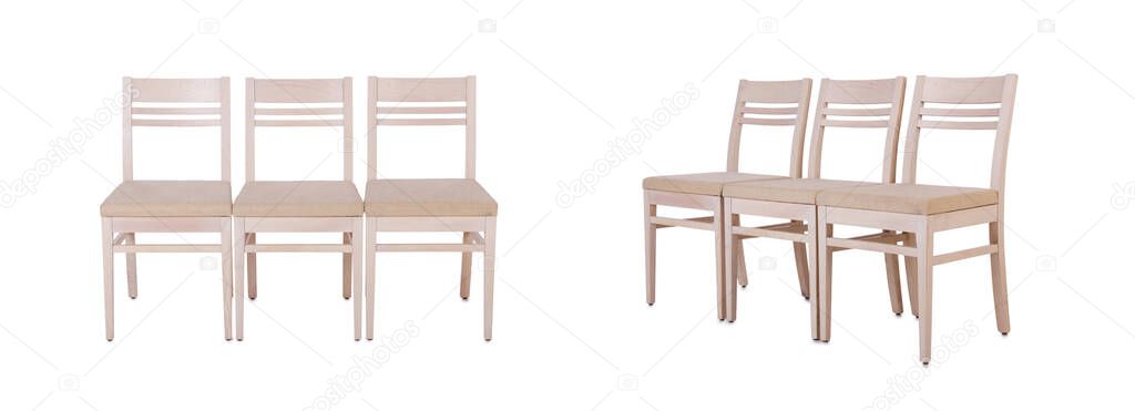 Row of chairs isolated on the white