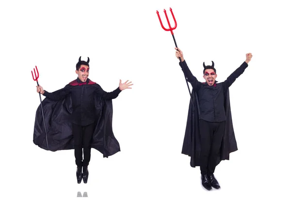 Uomo in costume diavolo nel concetto di Halloween — Foto Stock