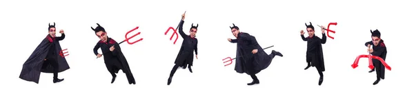 Людина в костюмі диявола в концепції Хеллоуїна — стокове фото