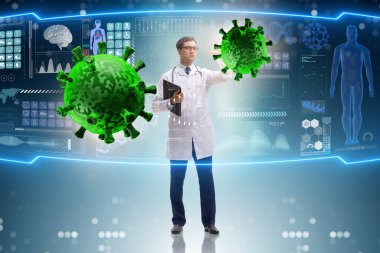 Doktor laboratuvarda koronavirüs araştırması yapıyor.