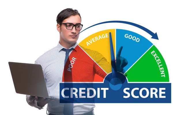 Businessman in credit score concept — Stock Photo, Image