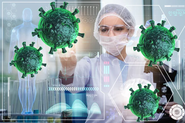 Arzt erforscht Coronavirus im Labor — Stockfoto