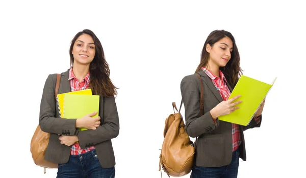 Jonge student geïsoleerd op wit — Stockfoto