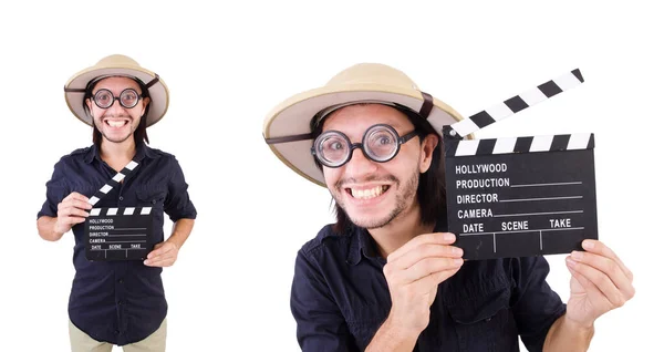 Hombre en sombrero de safari en concepto de caza — Foto de Stock