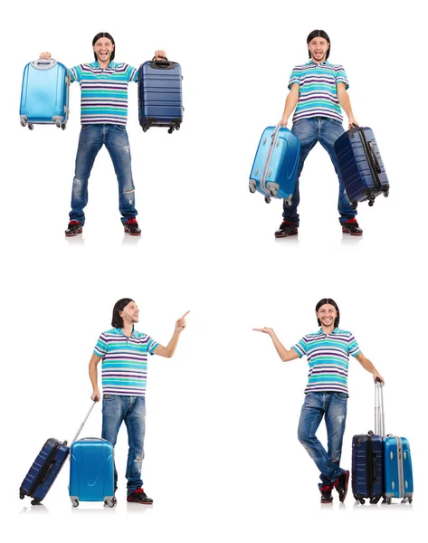 Travel vacation concept with luggage on white — Stock Photo, Image