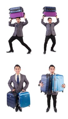 Seyahat konsepti beyaz bavullu