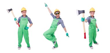 komik adam beyaz izole balta