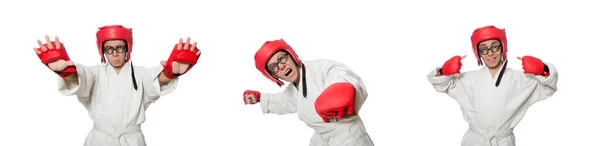 Мужчина боксер изолирован на белом — стоковое фото