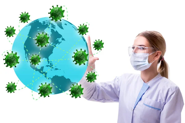 Koronavirus covid-19 pandemický koncept s lékařem — Stock fotografie