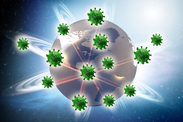 Illustrazione della pandemia di coronavirus covid-19 - rendering 3d — Foto Stock