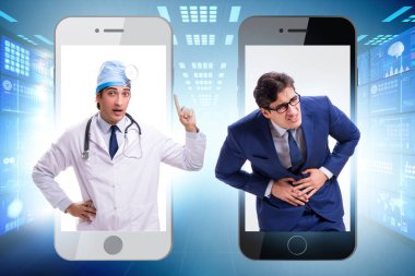 Telemedicine concept with doctor examining remotely clipart