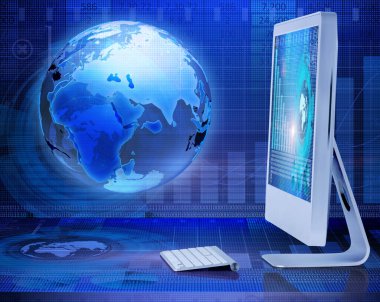 Bilgisayar ekranında iş kavramı - 3d render