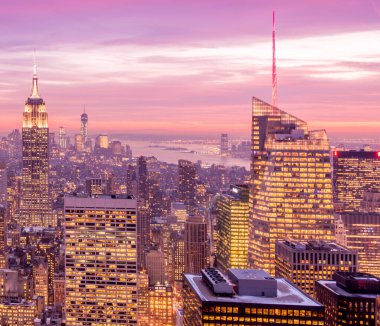 Günbatımında New York Manhattan manzarası