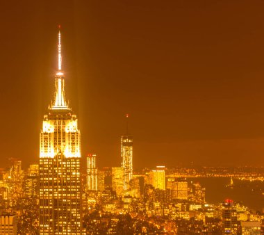 Günbatımında New York Manhattan manzarası