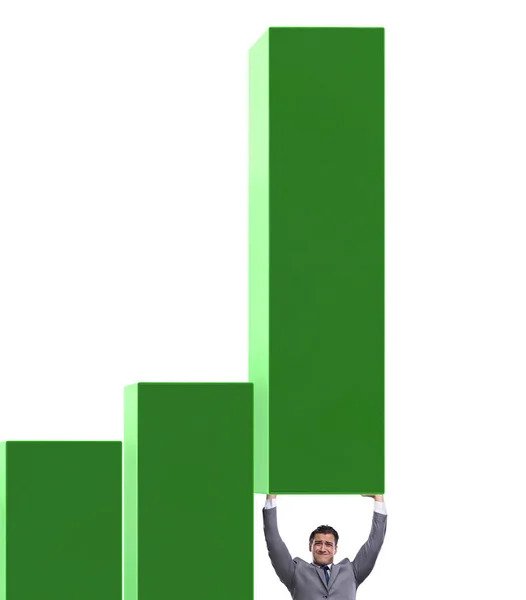 Empresário apoiando o crescimento na economia no gráfico gráfico — Fotografia de Stock