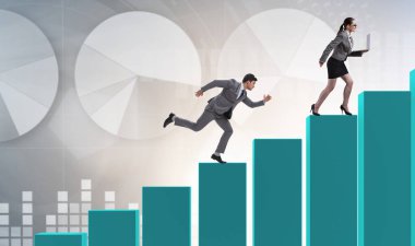 Rekabet konseptinde iş adamlarını kovalamak