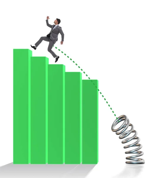 Pessoas de negócios pulando sobre gráficos de barras — Fotografia de Stock